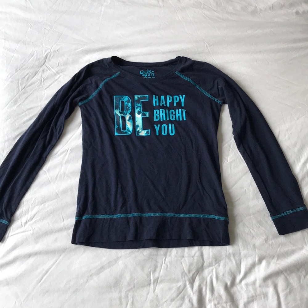 Kids long sleeve navy blue shirt.